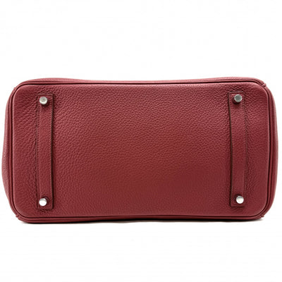 HERMES 爱马仕 Birkin 35 Birkin 35 手提袋Torillon Clemence Rouge Casack Casack红色银色金属配件