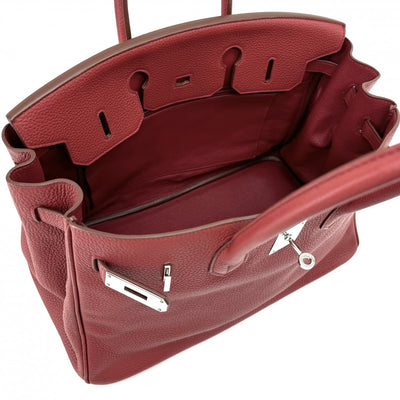 HERMES 爱马仕 Birkin 35 Birkin 35 手提袋Torillon Clemence Rouge Casack Casack红色银色金属配件