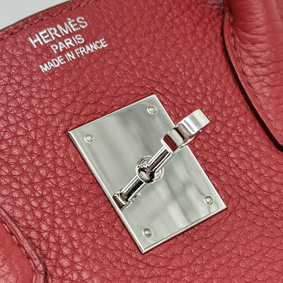 HERMES 爱马仕 Birkin 35 Birkin 35 手提袋Torillon Clemence Rouge Casack Casack红色银色金属配件