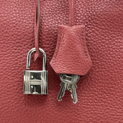 HERMES 爱马仕 Birkin 35 Birkin 35 手提袋Torillon Clemence Rouge Casack Casack红色银色金属配件