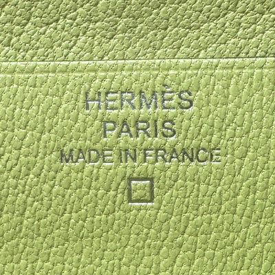 HERMES HERMES B?arn soufflet Bearn soufflet Wallet Long Wallet Long Wallet Alligator Mat Crocodile Jaune Bourghon Yellow Green Yellow Silver Metal Fitting Exotic