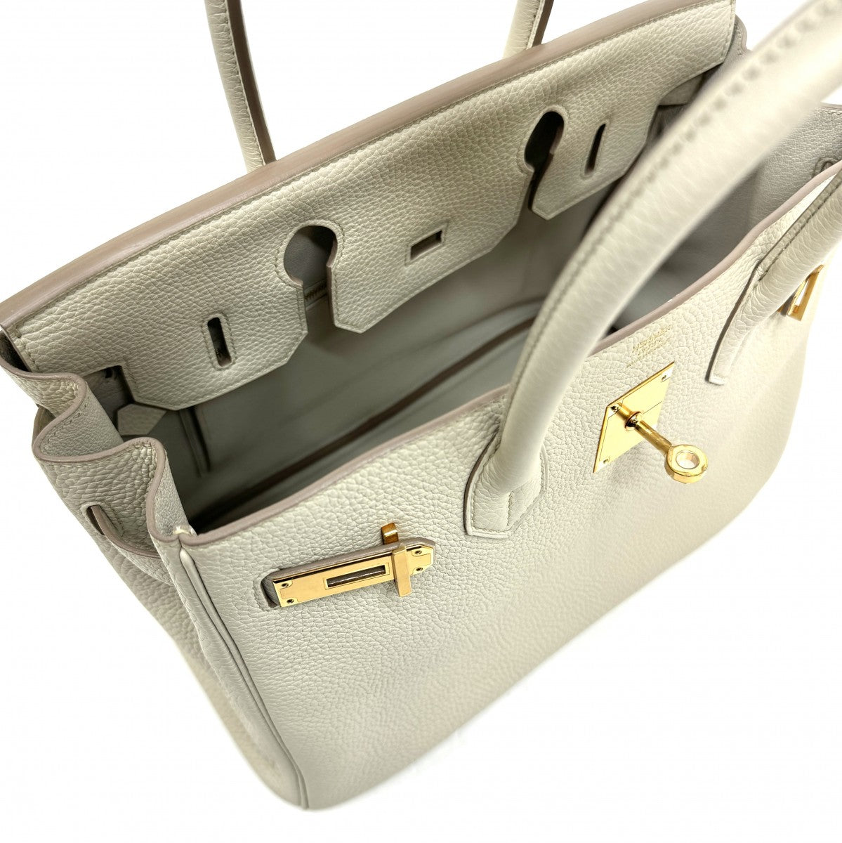 HERMES HERMES Birkin 30 Birkin 30 Bag Tote Bag Togo Beton Light Gray Pink Gold Hardware RG Hardware Handbag