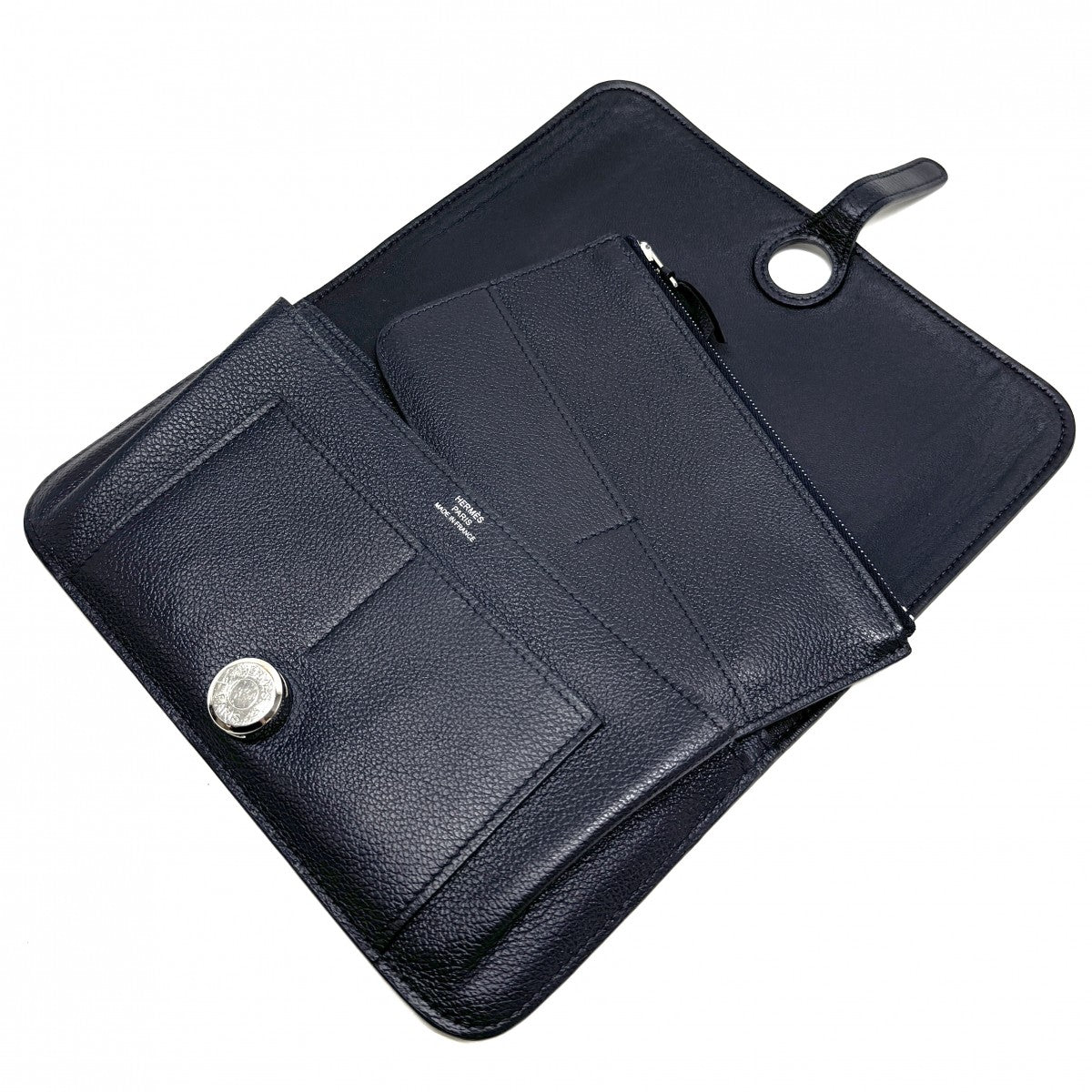 HERMES HERMES Dogon GM Dogon GM Dogon duo Wallet, long wallet, long wallet, togo, blue nuit, navy, navy, silver hardware