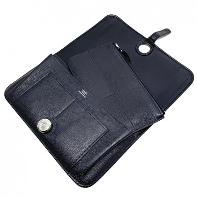 HERMES HERMES Dogon GM Dogon GM Dogon duo Wallet, long wallet, long wallet, togo, blue nuit, navy, navy, silver hardware