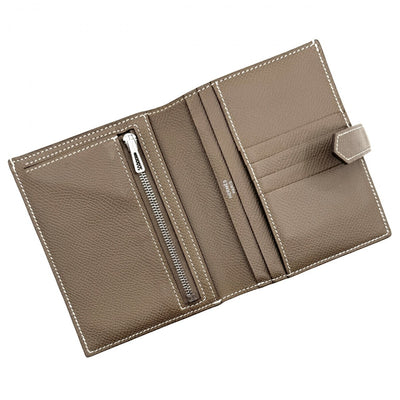 HERMES HERMES Bearn compact Bearn compact Wallet, Bifold Wallet, Mini Wallet, Mini Wallet, Epson, Etoup, Grey, Greige, Silver Fittings, Vo Epson