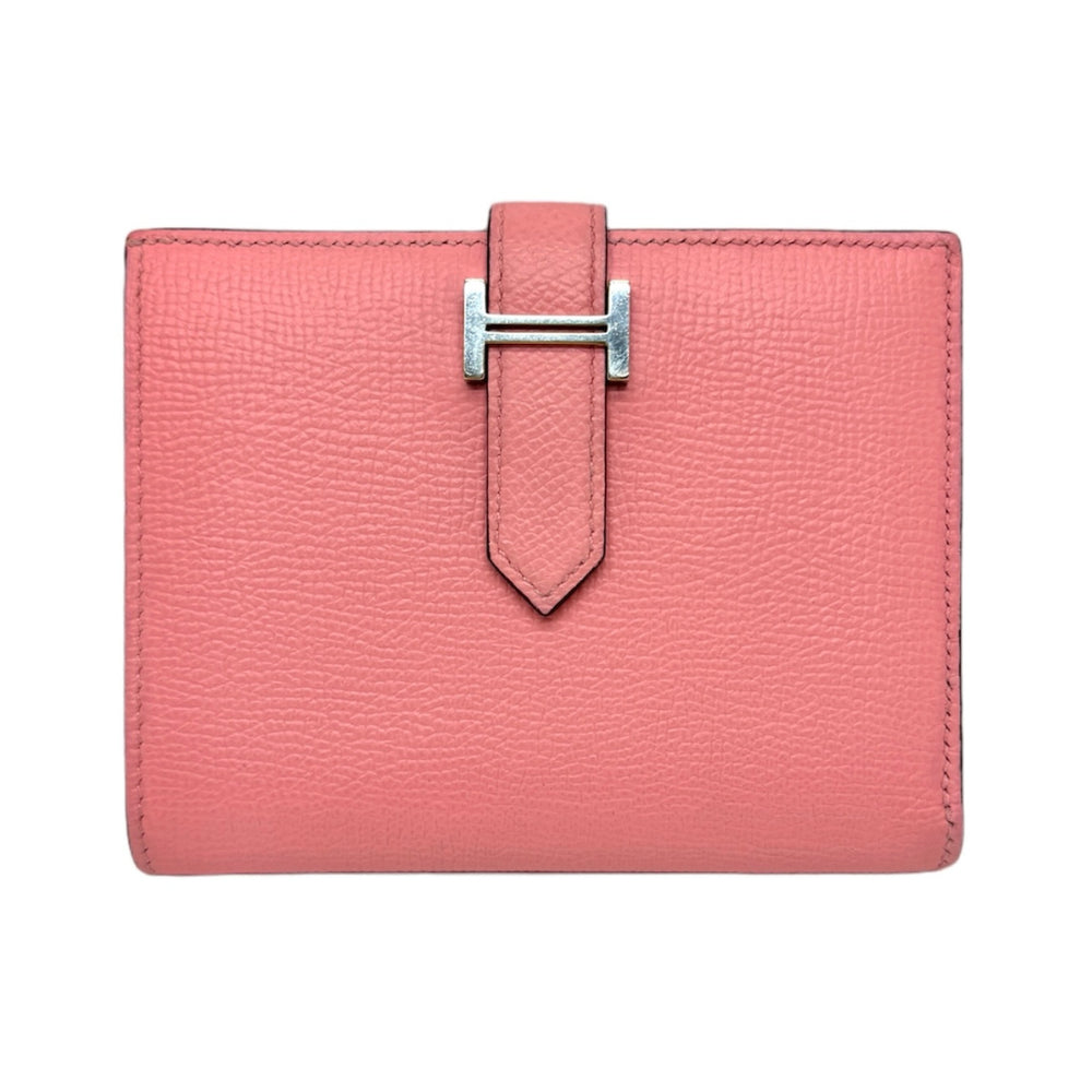 HERMES HERMES Bearn compact Verso Bearn compact Wallet, Bifold Wallet, Mini Wallet, Mini Wallet, Epson, Rose Confetti x Sesame, Pink, Brown, Silver Fittings, Vaugh Epson Bicolor