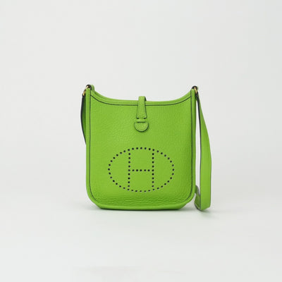 HERMES 爱马仕 Evelyne TPM Evelyne TPM Evelyne TPM Evelyne TPM 袋肩袋Torillon Clemence苹果绿色绿色绿色绿色黄色绿色金金属配件