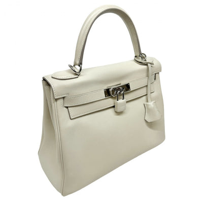 HERMES HERMES Kelly 28 Kelly 28 Bag, Tote bag, Shoulder bag, Swift, Cle, Beige, Silver hardware, Vo Swift