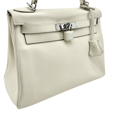 HERMES HERMES Kelly 28 Kelly 28 Bag, Tote bag, Shoulder bag, Swift, Cle, Beige, Silver hardware, Vo Swift