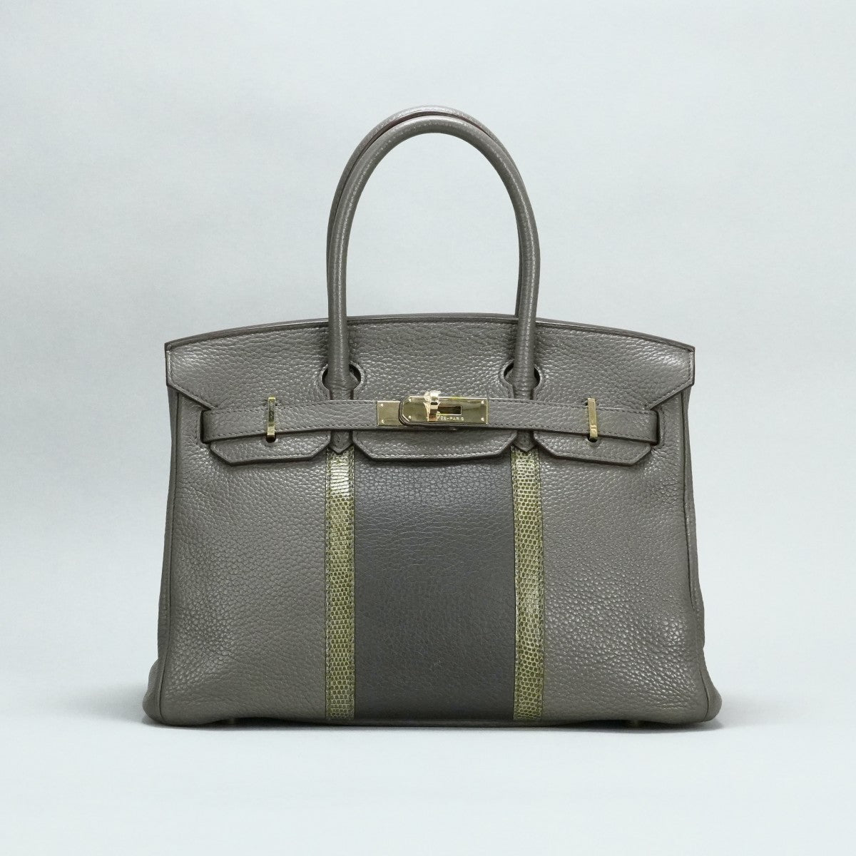 HERMES 爱马仕 Birkin 30 Birkin 30 club 手提袋Toryon Clemence Lizard Ethan GRAFFFeit Grey Fonse Grey Champagne Gold Hardware