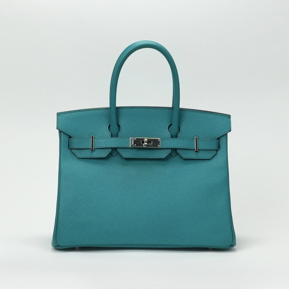 HERMES 헤르메스 Birkin 30 Birkin 30 가방 토트 백 엡슨 블루 파란색 블루 블루 그린 실버 메탈 피팅 Vaugh Epson