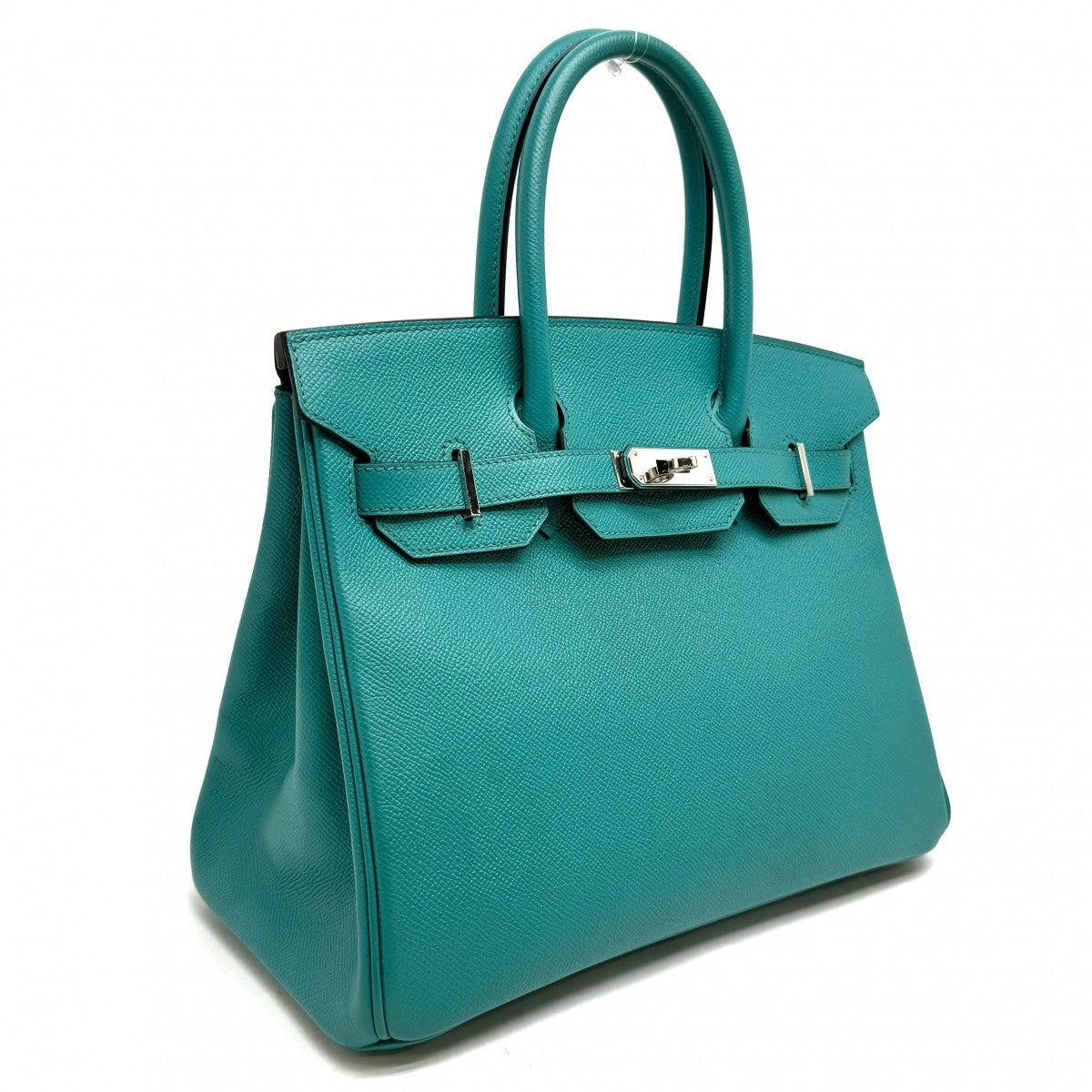 HERMES 헤르메스 Birkin 30 Birkin 30 가방 토트 백 엡슨 블루 파란색 블루 블루 그린 실버 메탈 피팅 Vaugh Epson