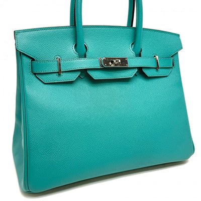 HERMES HERMES Birkin 30 Birkin 30 Bag Tote Bag Epson Blue Paon Blue Green Blue Green Silver Metal Fittings Vaugh Epson