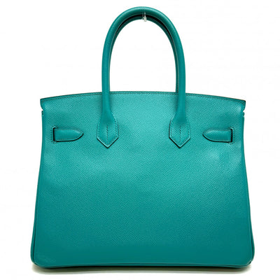 HERMES 헤르메스 Birkin 30 Birkin 30 가방 토트 백 엡슨 블루 파란색 블루 블루 그린 실버 메탈 피팅 Vaugh Epson