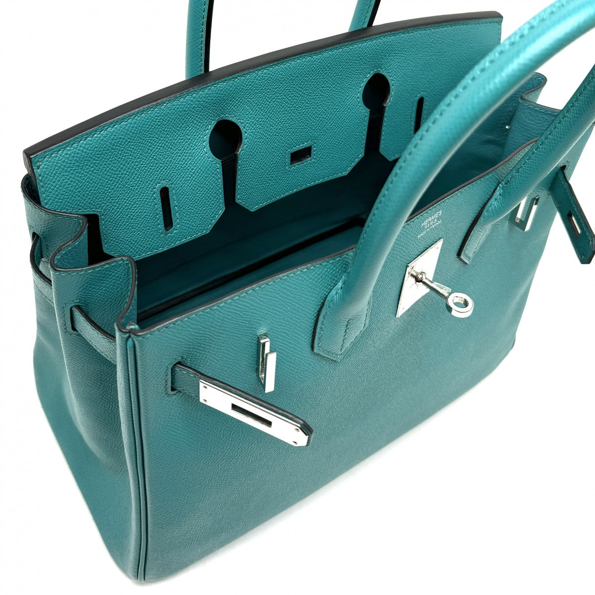 HERMES HERMES Birkin 30 Birkin 30 Bag Tote Bag Epson Blue Paon Blue Green Blue Green Silver Metal Fittings Vaugh Epson