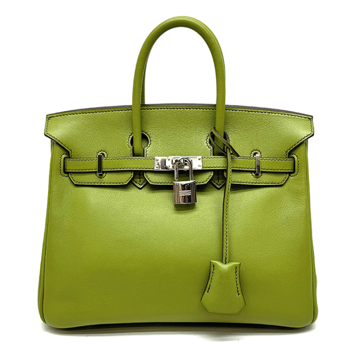 HERMES 爱马仕 Birkin 25 Birkin 25 袋子手提袋快速茴香绿色绿色绿色银金属配件vo swift