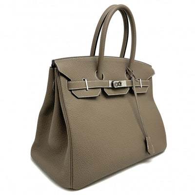 HERMES 爱马仕 Birkin 35 包，手提袋，多哥埃托普，灰色，银色配件，手提包