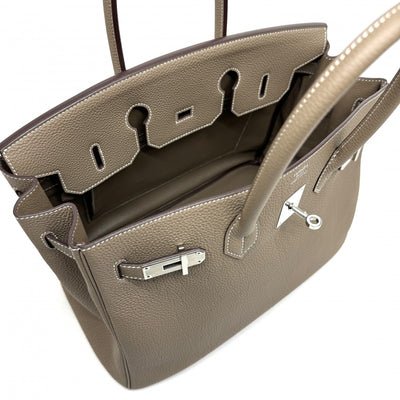 HERMES 爱马仕 Birkin 35 包，手提袋，多哥埃托普，灰色，银色配件，手提包