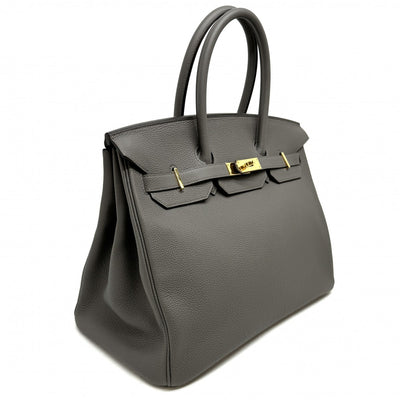HERMES 爱马仕 Birkin 35 Birkin 35 袋手提袋dogo etan灰金色硬件手提包