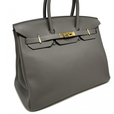 HERMES 爱马仕 Birkin 35 Birkin 35 袋手提袋dogo etan灰金色硬件手提包