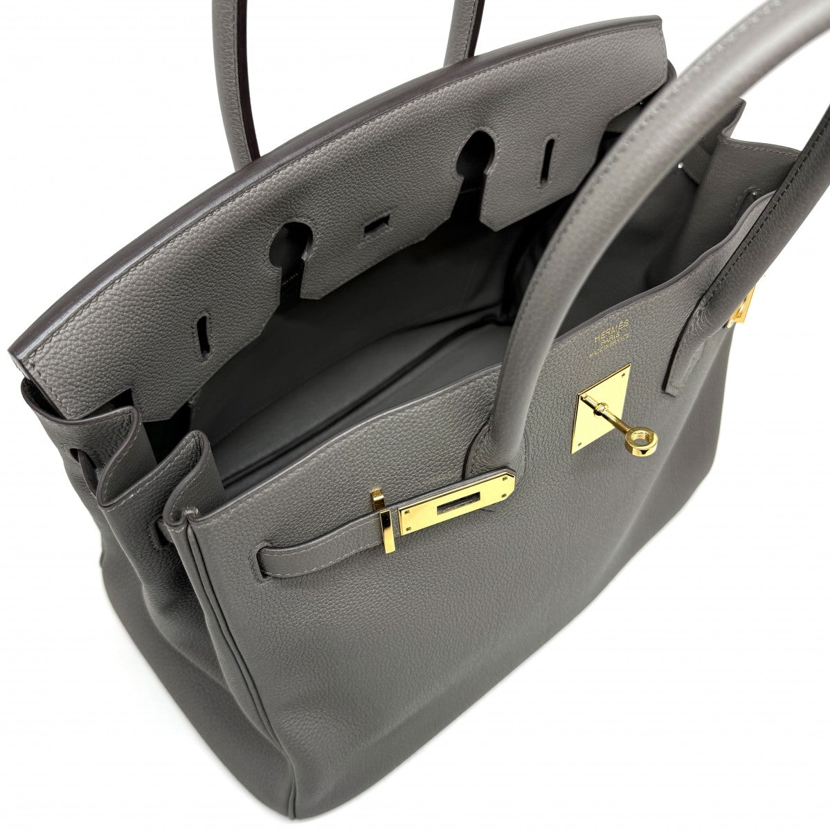 HERMES 爱马仕 Birkin 35 Birkin 35 袋手提袋dogo etan灰金色硬件手提包