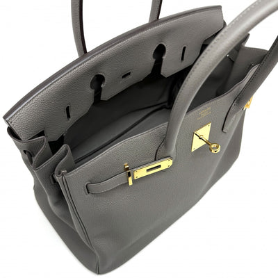 HERMES 爱马仕 Birkin 35 Birkin 35 袋手提袋dogo etan灰金色硬件手提包