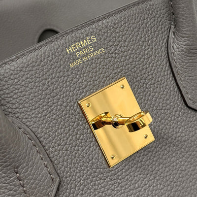 HERMES 爱马仕 Birkin 35 Birkin 35 袋手提袋dogo etan灰金色硬件手提包