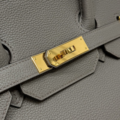 HERMES 爱马仕 Birkin 35 Birkin 35 袋手提袋dogo etan灰金色硬件手提包