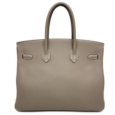 HERMES 헤르메스 Birkin 35 Birkin 35 가방, 토트 백, 토고 etoup, 베이지, 그레이지, 실버 하드웨어