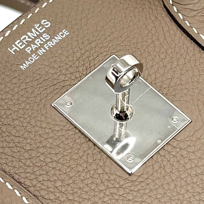 HERMES 헤르메스 Birkin 35 Birkin 35 가방, 토트 백, 토고 etoup, 베이지, 그레이지, 실버 하드웨어