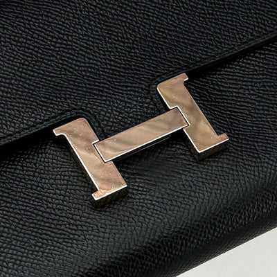 HERMES HERMES Constance long Constance long Wallet Long Wallet Epson Noir Black Rose Gold Hardware Vaugh Epson