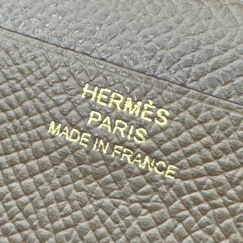 HERMES HERMES B?arn soufflet Bearn soufflet Wallet Long Wallet Epson Etoup Grey Greige Gold Hardware Vau Epson