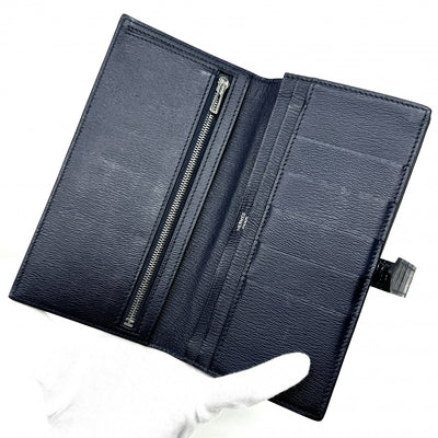HERMES 爱马仕 B?arn soufflet Bearn soufflet 钱包长钱包长钱包鳄鱼鳄鱼蓝色海洋蓝色海军蓝色海军银色金属配件异国