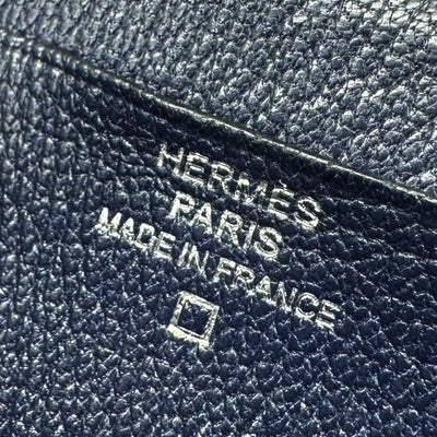 HERMES 爱马仕 B?arn soufflet Bearn soufflet 钱包长钱包长钱包鳄鱼鳄鱼蓝色海洋蓝色海军蓝色海军银色金属配件异国