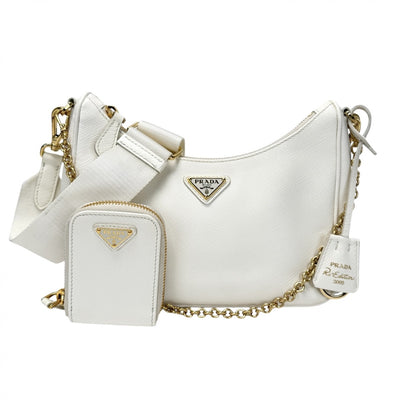 PRADA PRADA Re-Edition 2005 Bag, Tote Bag, Shoulder Bag, Saffiano Leather, White, White, Gold Hardware, Handbag, 2-way Bag