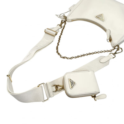 PRADA PRADA Re-Edition 2005 Bag, Tote Bag, Shoulder Bag, Saffiano Leather, White, White, Gold Hardware, Handbag, 2-way Bag