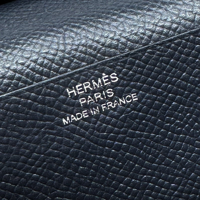 エルメス HERMES ベアンスフレ ベアン スフレ 財布 長財布 ロングウォレット エプソン ネイビー 紺 シルバー金具 ヴォーエプソン