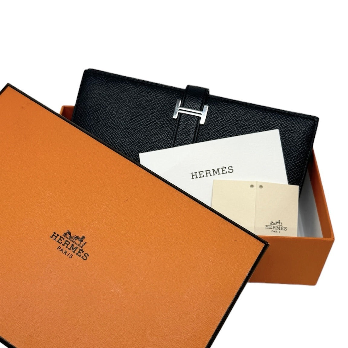 HERMES HERMES B?arn soufflet Bearn soufflet Wallet Long Wallet Epson Navy Navy Silver Metal Fittings Vaugh Epson