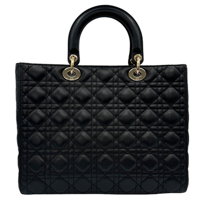 CHRISTIAN DIOR 克里斯蒂安·迪奥（Christian Dior） Lady dior large LADY DIOR Cannage bag 包，手提袋，羊皮，黑色，金色配件