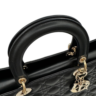 CHRISTIAN DIOR CHRISTIAN DIOR Lady dior large LADY DIOR Cannage bag Bag, Tote Bag, Lambskin, Black, Gold Fittings