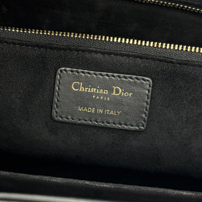 CHRISTIAN DIOR 기독교 디올 Lady dior large LADY DIOR Cannage bag 가방, 토트 백, 램스 피부, 검은 색, 골드 피팅