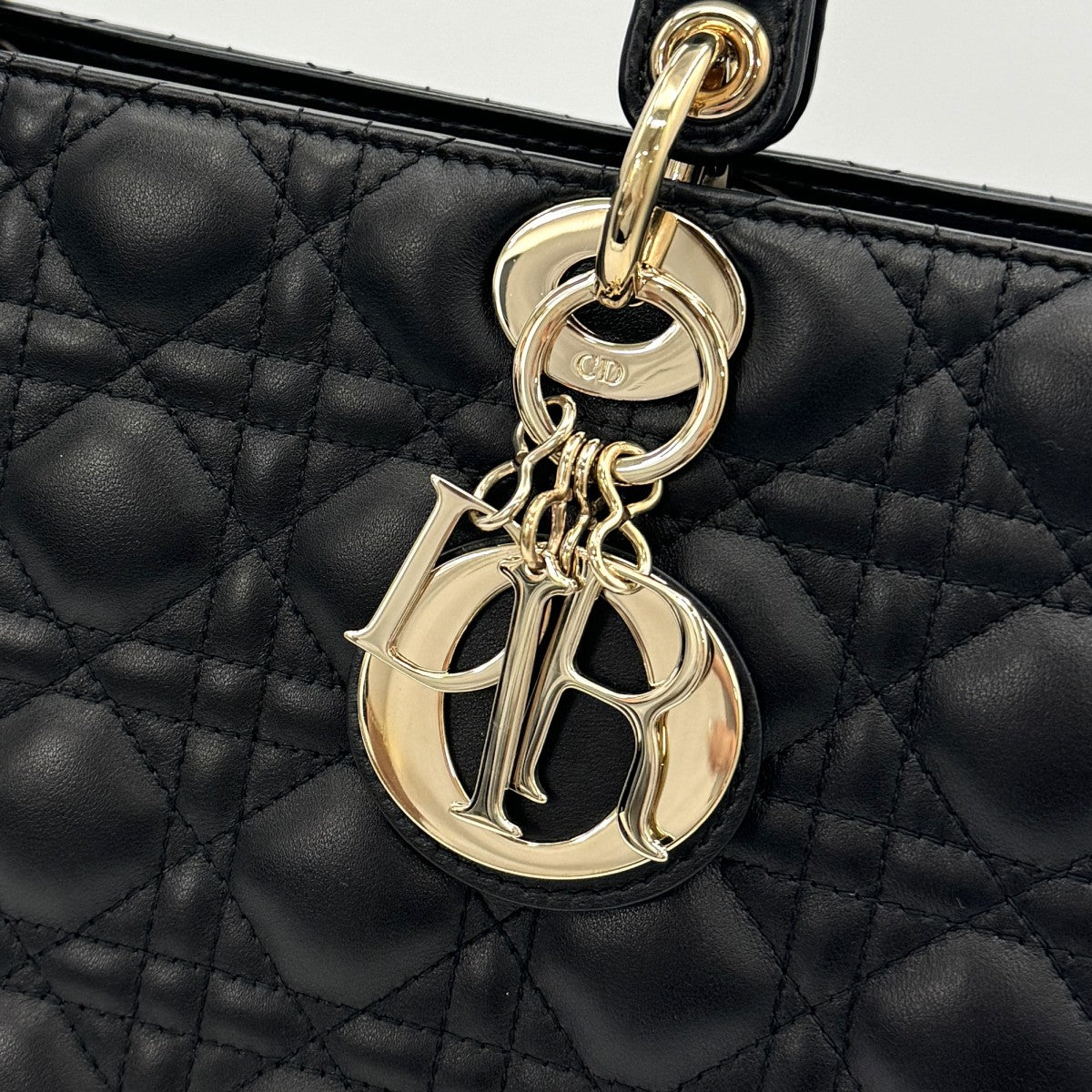 CHRISTIAN DIOR 克里斯蒂安·迪奥（Christian Dior） Lady dior large LADY DIOR Cannage bag 包，手提袋，羊皮，黑色，金色配件