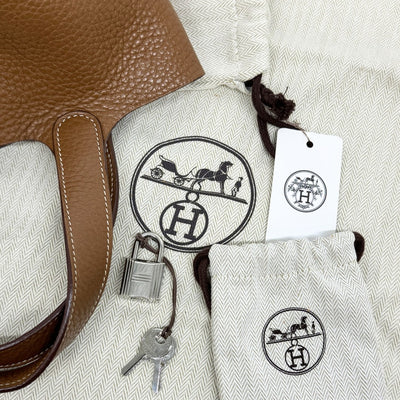 エルメス HERMES ピコタンロックPM ピコタンPM ピコタンロック18 バッグ トートバッグ トリヨンクレマンス ゴールド ブラウン 茶 シルバー金具