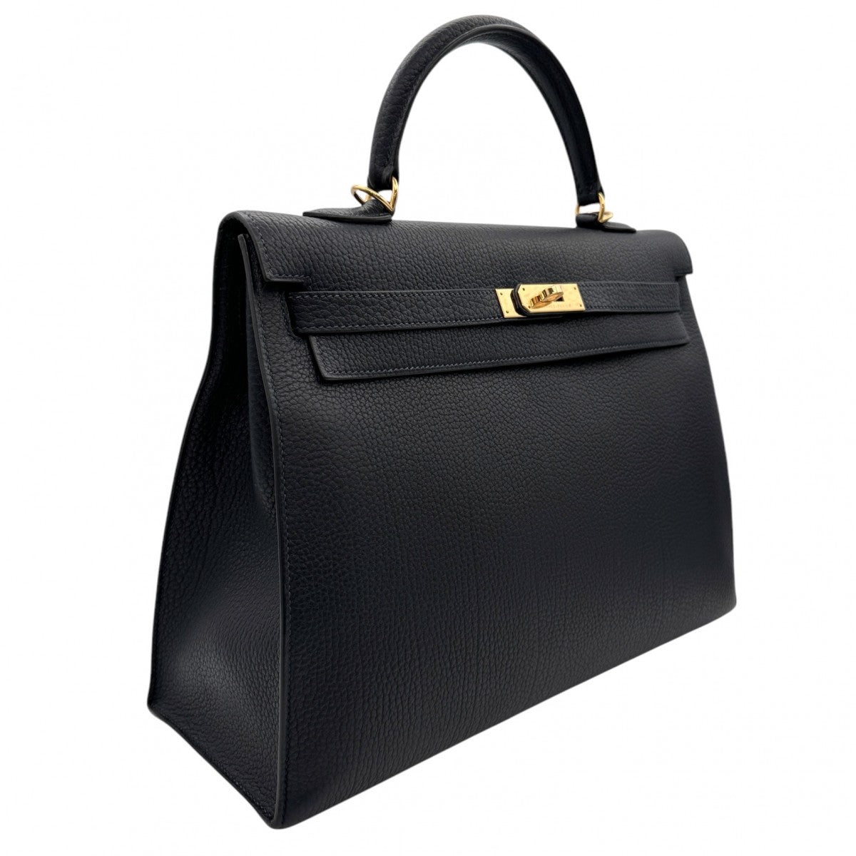 HERMES HERMES Kelly 35 Kelly 35 Bag, Tote Bag, Shoulder Bag, Fjord, Noir, Black, Gold Fittings