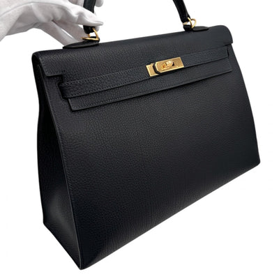 HERMES HERMES Kelly 35 Kelly 35 Bag, Tote Bag, Shoulder Bag, Fjord, Noir, Black, Gold Fittings