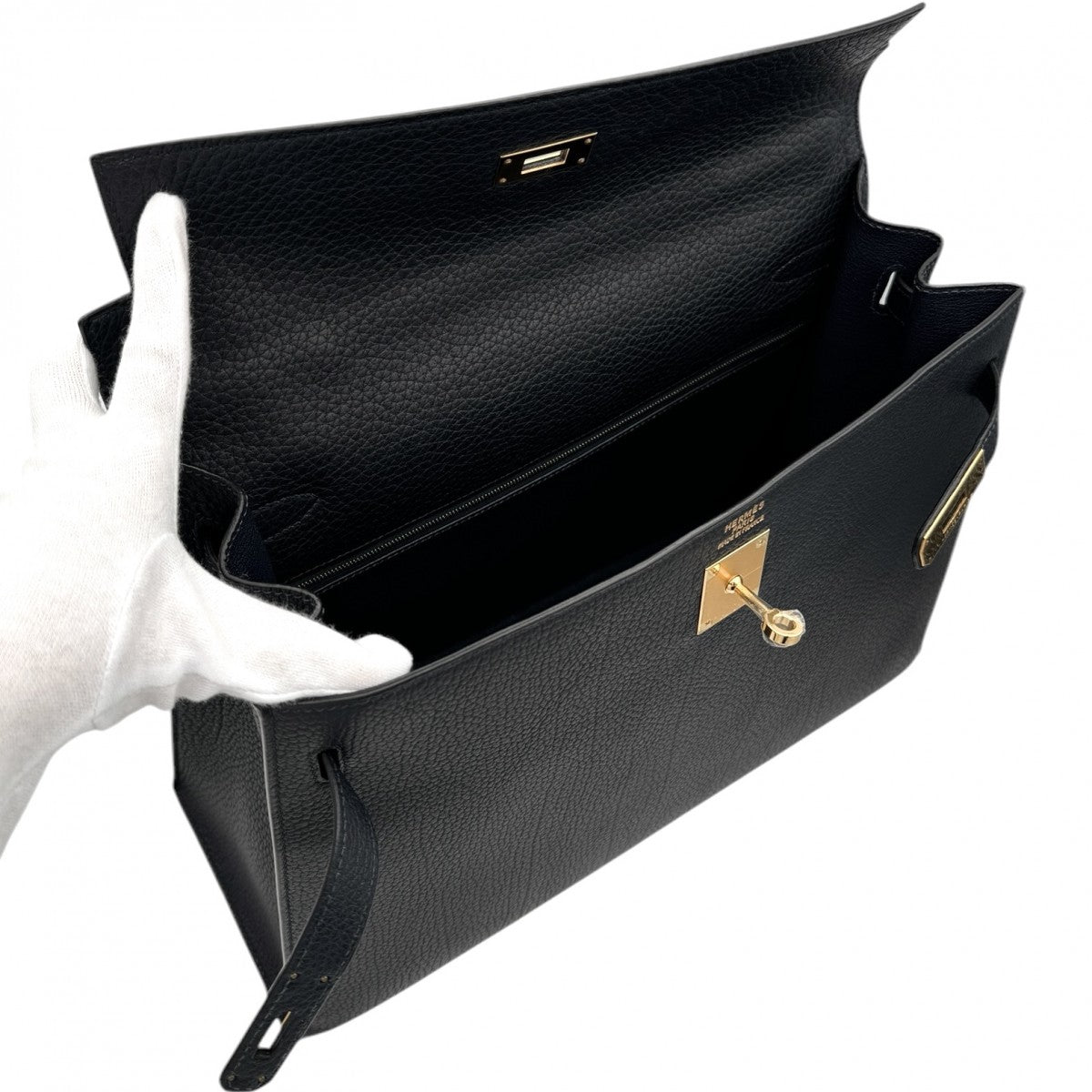 HERMES HERMES Kelly 35 Kelly 35 Bag, Tote Bag, Shoulder Bag, Fjord, Noir, Black, Gold Fittings