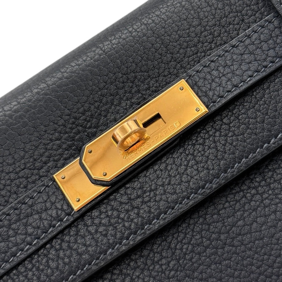 HERMES HERMES Kelly 35 Kelly 35 Bag, Tote Bag, Shoulder Bag, Fjord, Noir, Black, Gold Fittings