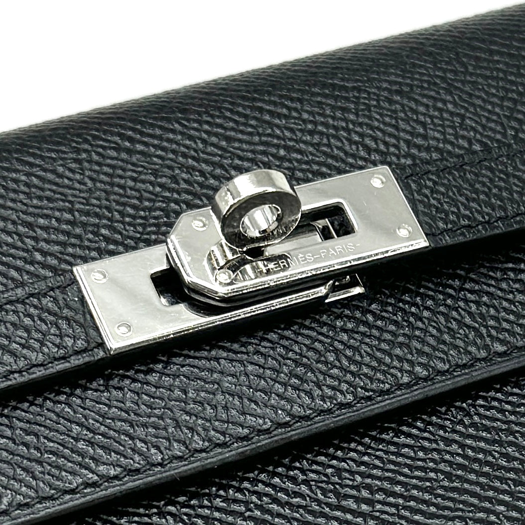 HERMES HERMES Kelly wallet Kelly wallet long Wallet Long Wallet Epson Noir Black Silver Metal Fittings Vaugh Epson