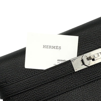 エルメス HERMES ケリーウォレット ケリーウォレットロング 財布 長財布 ロングウォレット エプソン ノワール ブラック 黒 シルバー金具 ヴォーエプソン