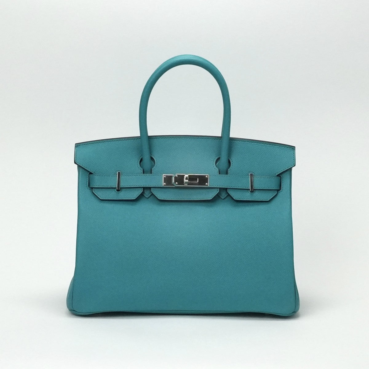 HERMES 헤르메스 Birkin 30 Birkin 30 가방 토트 백 엡슨 블루 파란색 블루 블루 그린 실버 메탈 피팅 Vaugh Epson